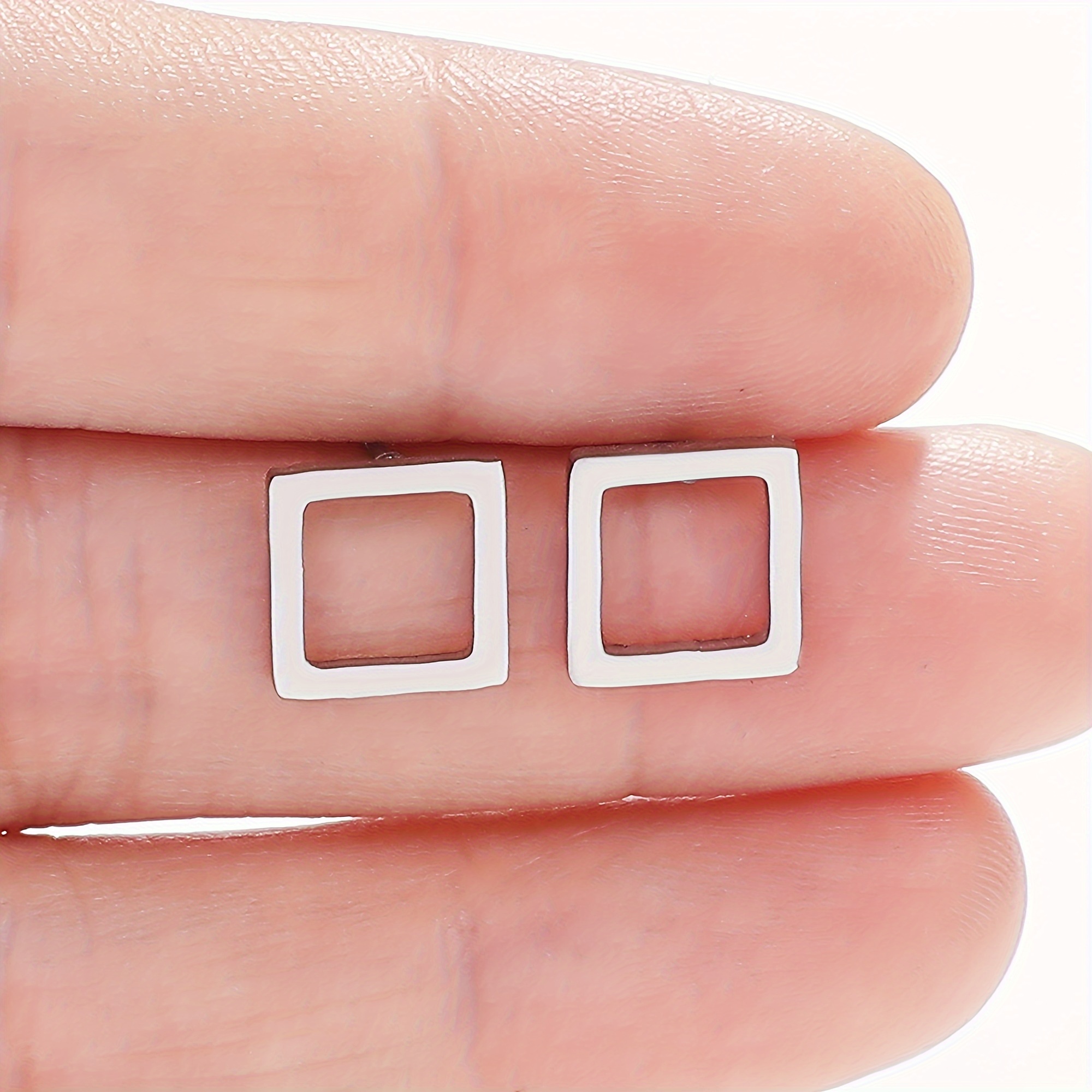 Square Stud Earrings Set Stainless Steel Hypoallergenic for Women